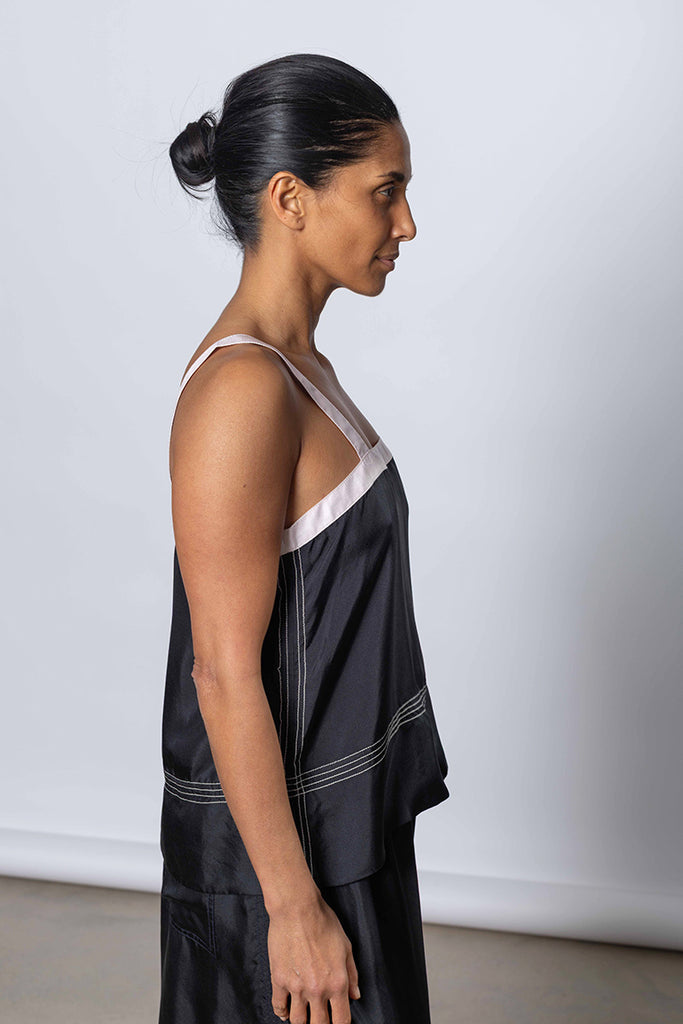 Silk Twill Camisole Top - Printer Black
