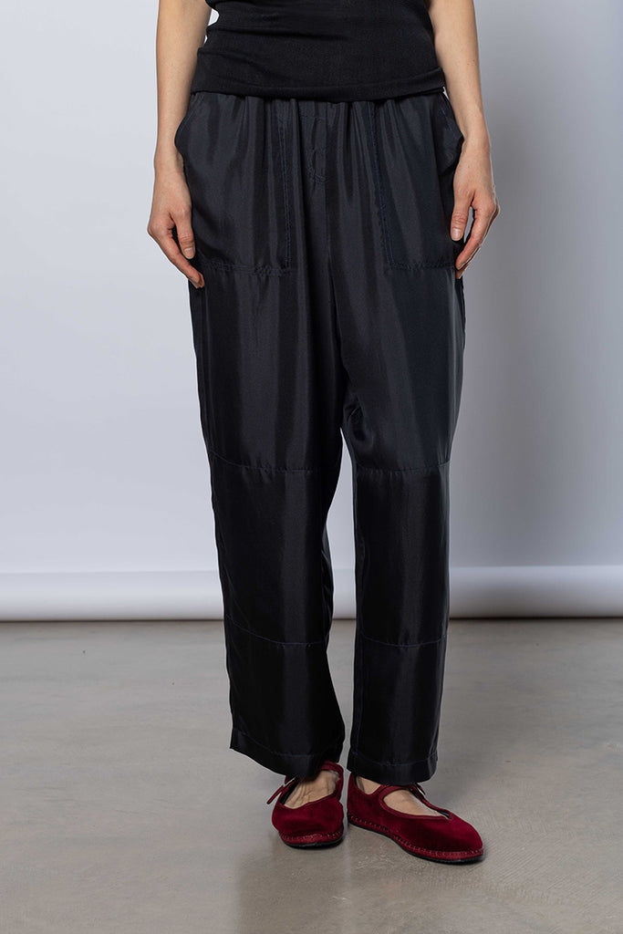 Silk Twill PJ Day Pants - Printer Black