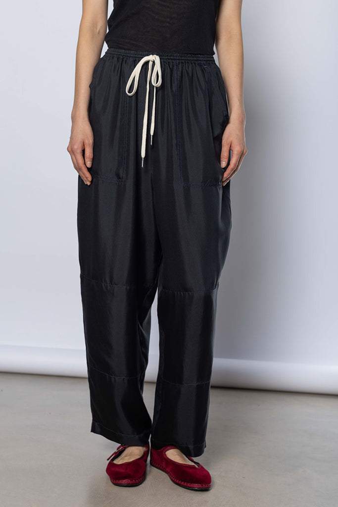 Silk Twill PJ Day Pants - Printer Black