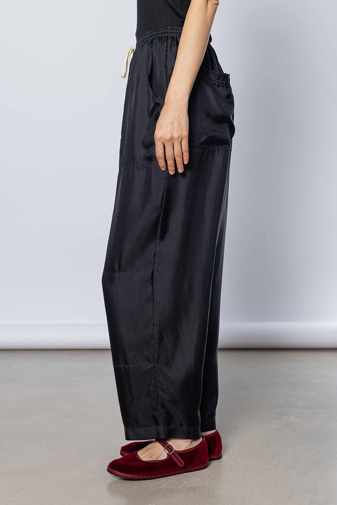Silk Twill PJ Day Pants - Printer Black