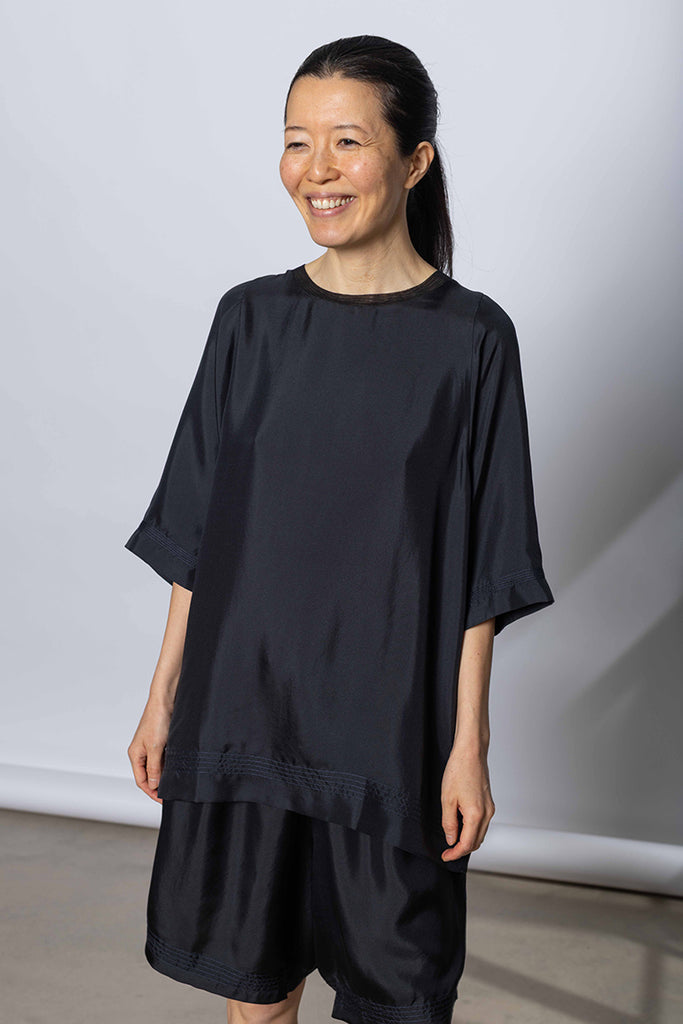 Silk Twill Raglan T-Shirt - Printer Black