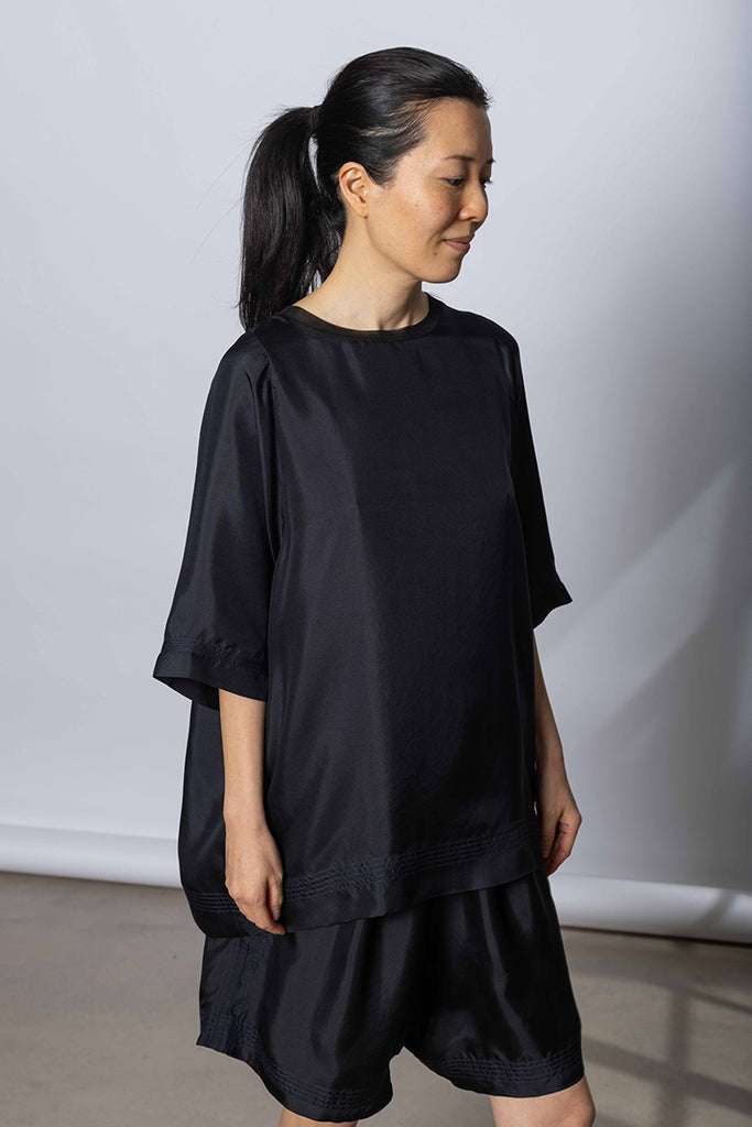 Silk Twill Raglan T-Shirt - Printer Black