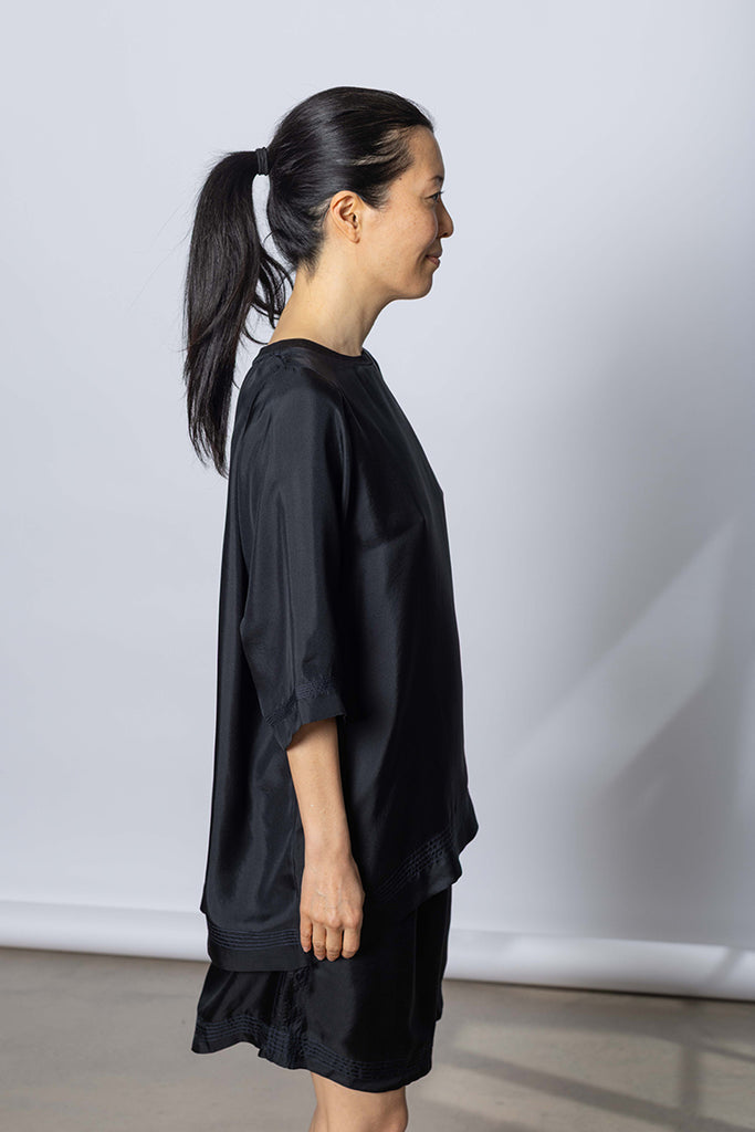 Silk Twill Raglan T-Shirt - Printer Black