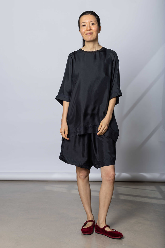Silk Twill Raglan T-Shirt - Printer Black