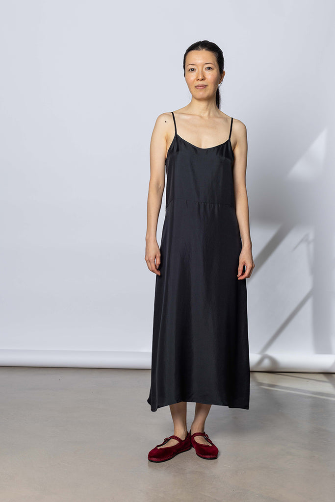 Silk Twill Slip Dress - Printer Black