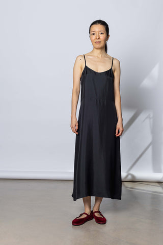 Silk Twill Slip Dress - Printer Black