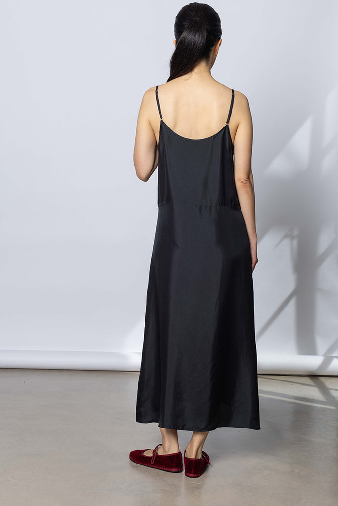 Silk Twill Slip Dress - Printer Black