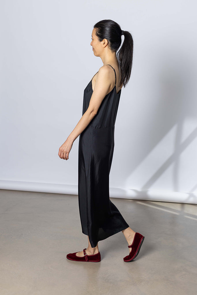Silk Twill Slip Dress - Printer Black