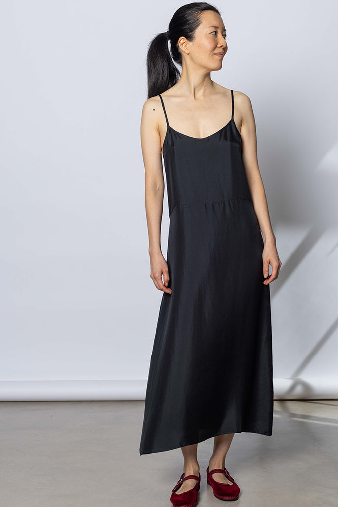 Silk Twill Slip Dress - Printer Black