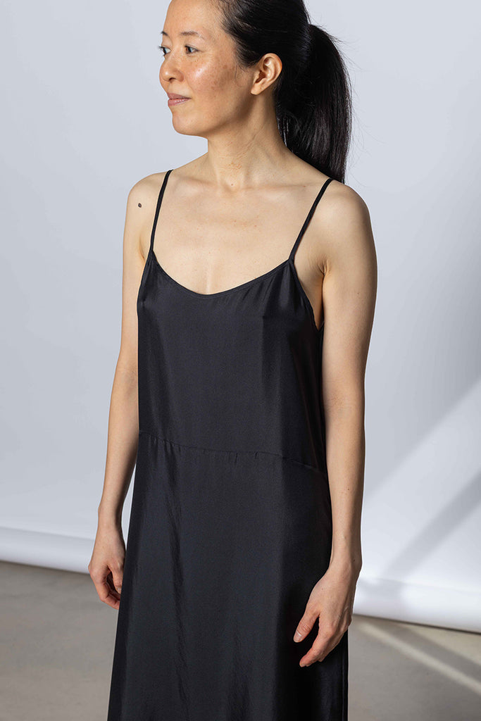 Silk Twill Slip Dress - Printer Black