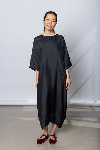Silk Twill T-Shirt Dress - Printer Black