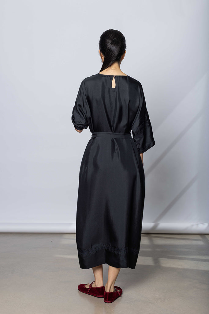 Silk Twill T-Shirt Dress - Printer Black