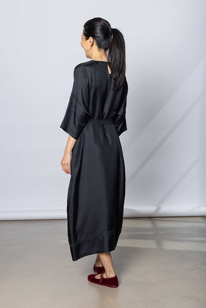 Silk Twill T-Shirt Dress - Printer Black
