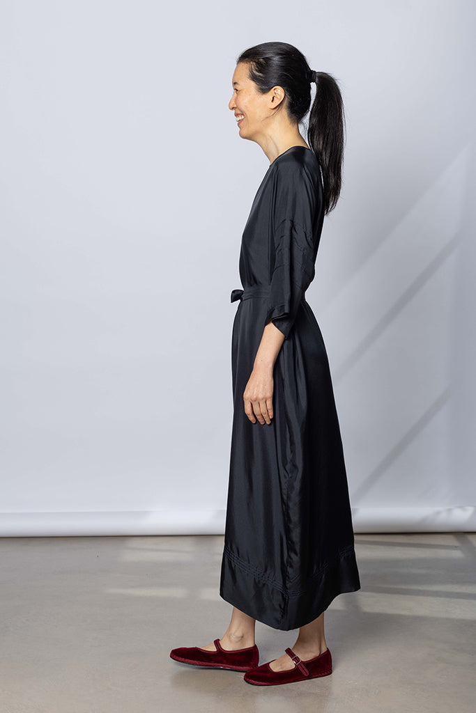 Silk Twill T-Shirt Dress - Printer Black