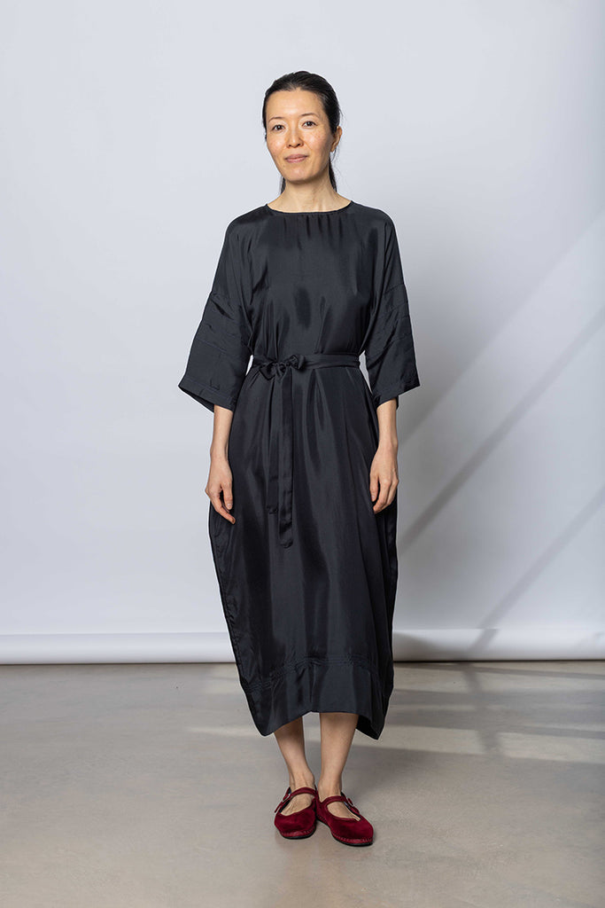 Silk Twill T-Shirt Dress - Printer Black
