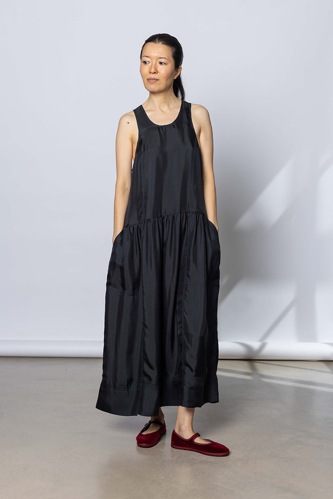 Silk Twill Tank Dress - Printer Black