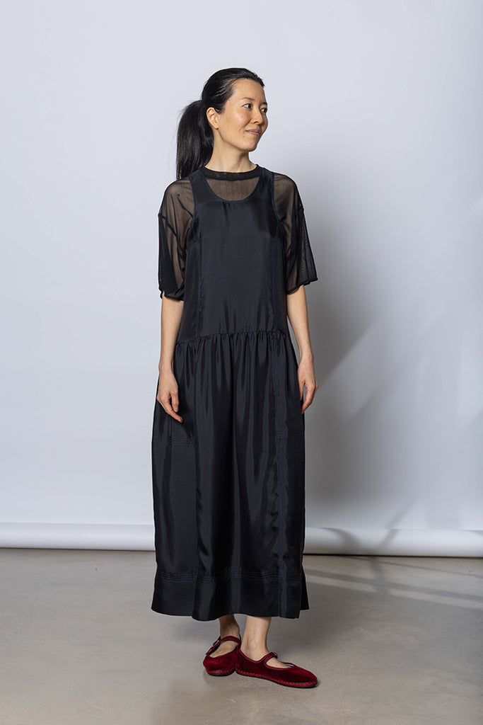 Silk Twill Tank Dress - Printer Black
