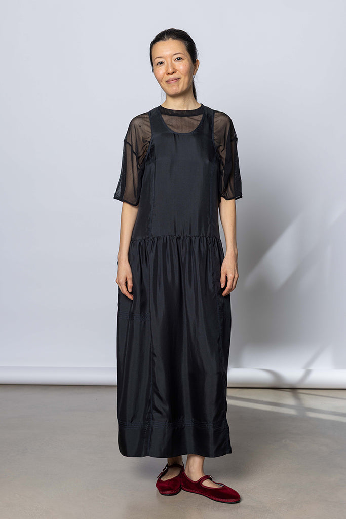 Silk Twill Tank Dress - Printer Black
