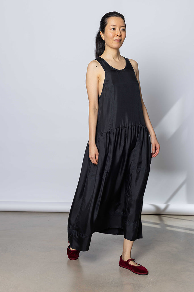 Silk Twill Tank Dress - Printer Black