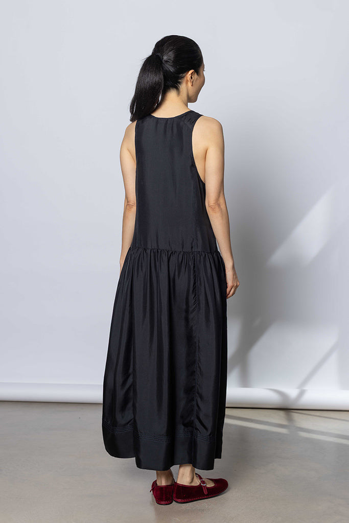 Silk Twill Tank Dress - Printer Black
