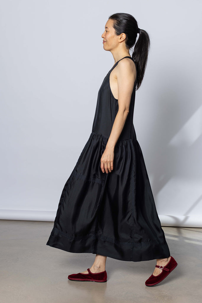 Silk Twill Tank Dress - Printer Black