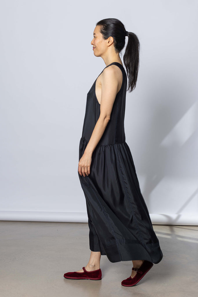 Silk Twill Tank Dress - Printer Black