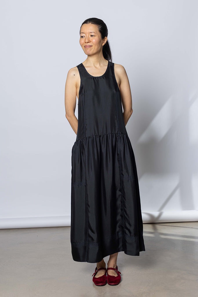 Silk Twill Tank Dress - Printer Black