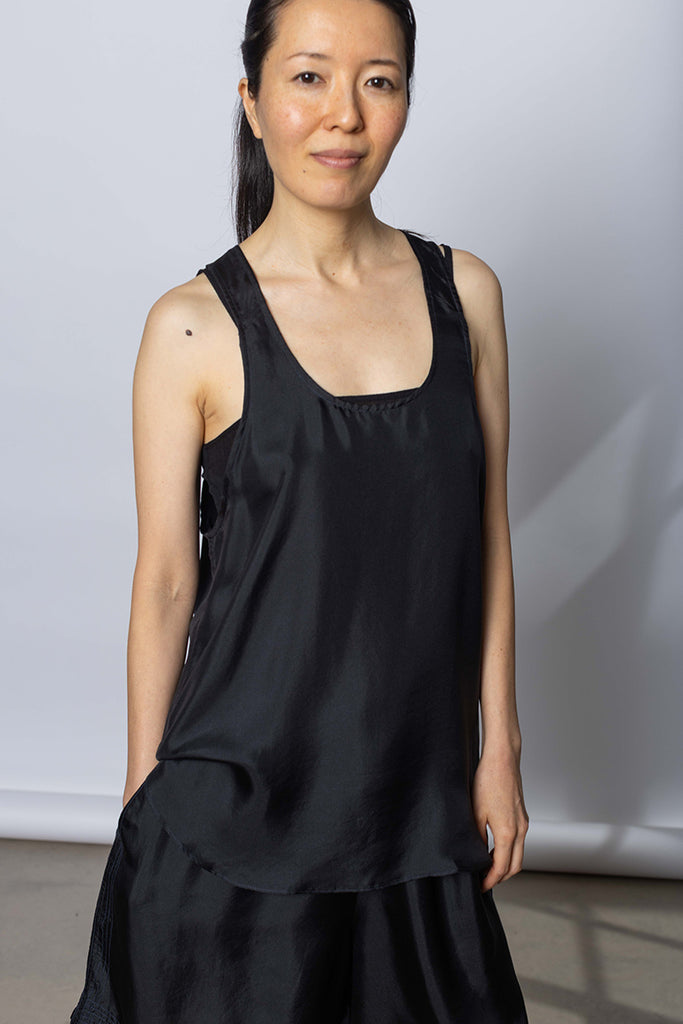 Silk Twill Tank Top - Printer Black