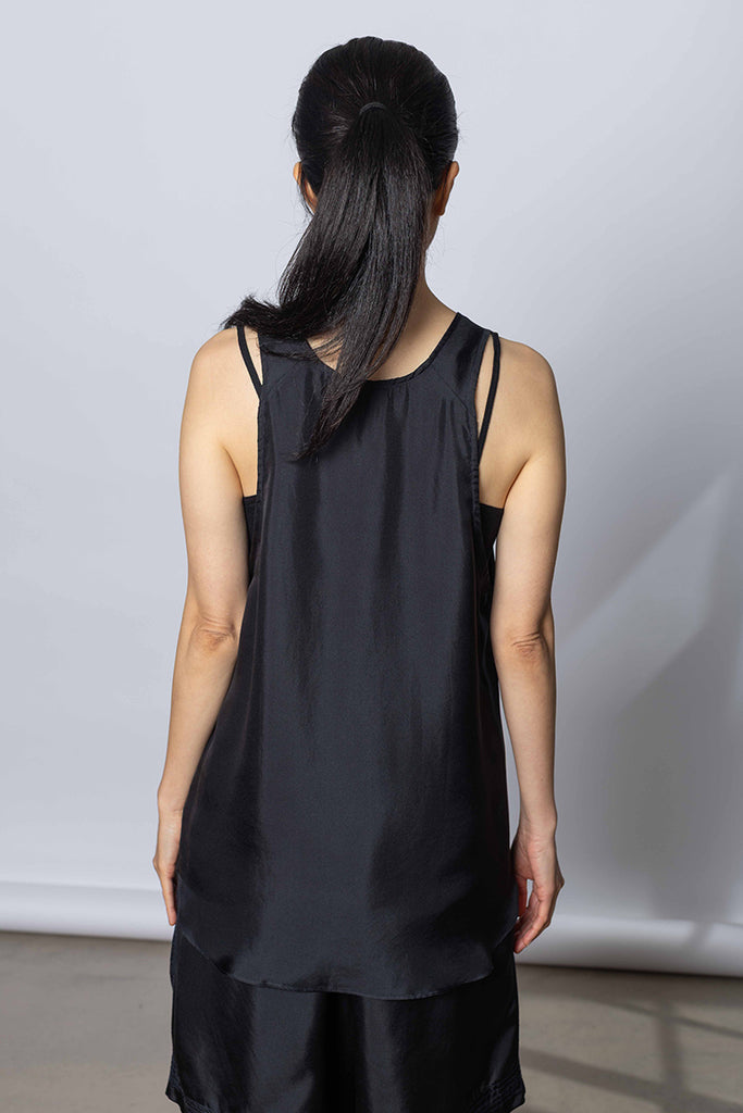 Silk Twill Tank Top - Printer Black