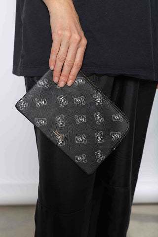 Teddy Bear Zip Pouch Small - Black