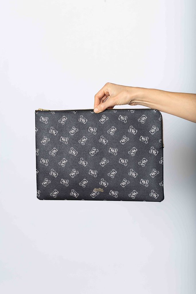 Teddy Bear Zip Pouch Large - Black