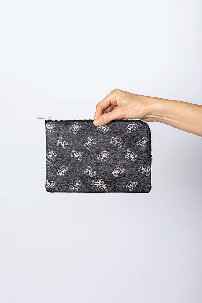 Teddy Bear Zip Pouch Small - Black