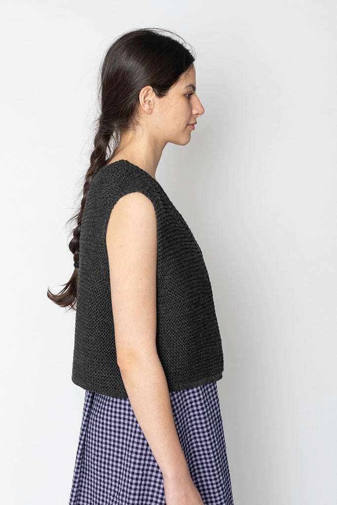 Textured Knit Gilet - Charcoal