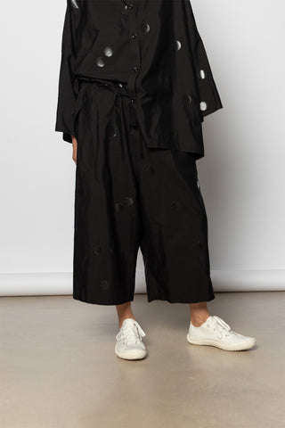 Three Quarter String Waist Pants - Black