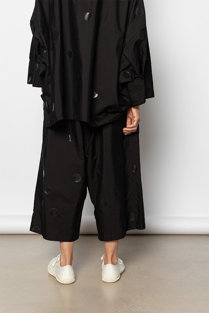 Three Quarter String Waist Pants - Black