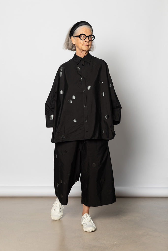 Three Quarter String Waist Pants - Black