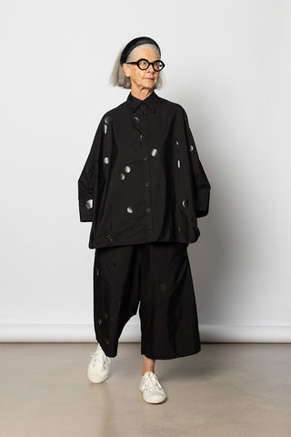 Three Quarter String Waist Pants - Black