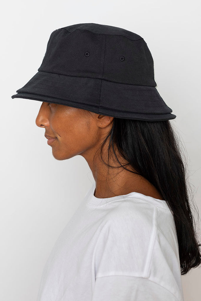 Three Stripe Bucket Hat - Black