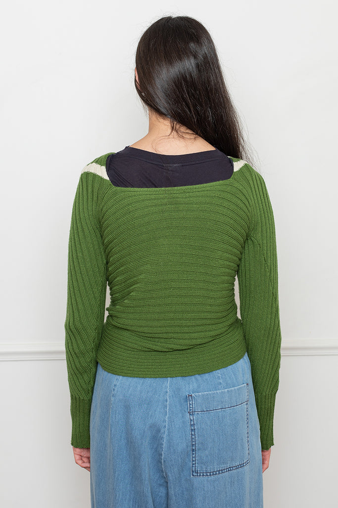 Ticket Wrap Scarf Sweater - Green