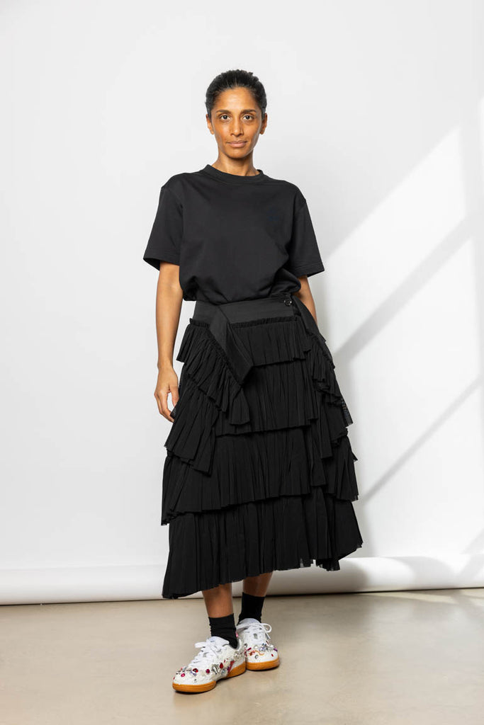 Tiered Wrap Skirt - Black
