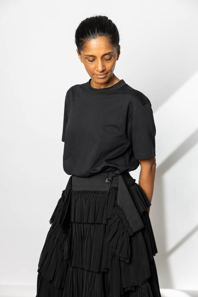 Tiered Wrap Skirt - Black