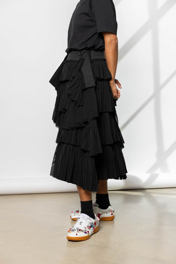 Tiered Wrap Skirt - Black