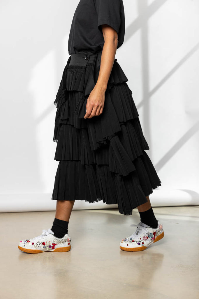 Tiered Wrap Skirt - Black