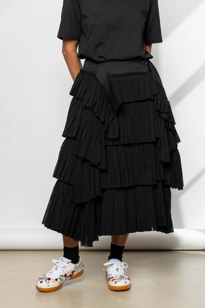 Tiered Wrap Skirt - Black