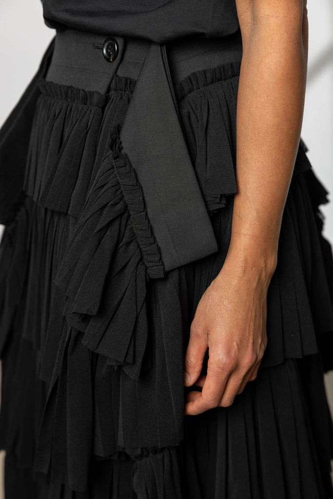 Tiered Wrap Skirt - Black