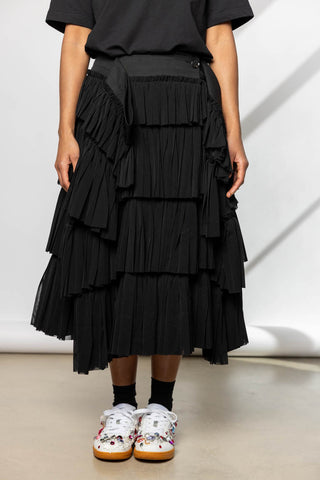 Tiered Wrap Skirt - Black
