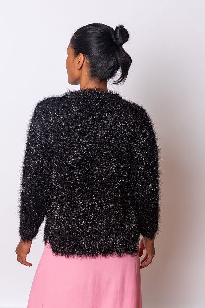 Tinsel Knit Sweater Jacket - Black