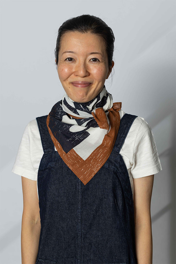 Totem Print Cotton Bandana - Slate