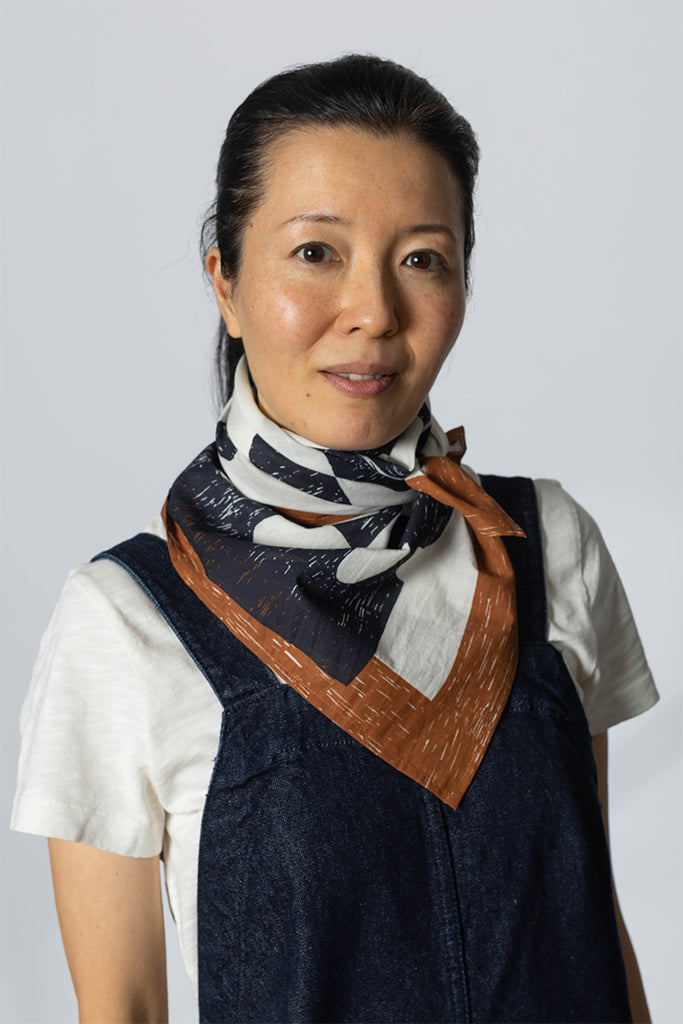 Totem Print Cotton Bandana - Slate