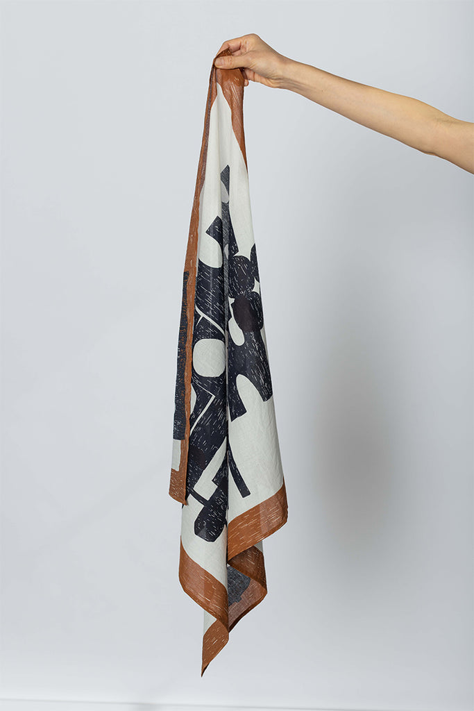 Totem Print Cotton Bandana - Slate